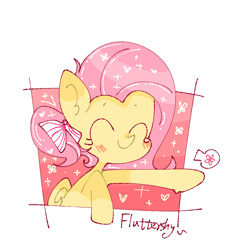 Size: 1080x1080 | Tagged: safe, artist:飘菌碍函数, fluttershy, pegasus, pony, g4, blushing, cute, eyes closed, female, mare, shyabetes, simple background, solo, white background