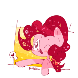 Size: 1080x1080 | Tagged: safe, artist:飘菌碍函数, pinkie pie, earth pony, pony, g4, blushing, female, mare, one eye closed, open mouth, simple background, solo, white background