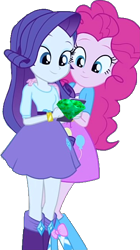 Size: 364x649 | Tagged: safe, edit, edited screencap, editor:incredibubbleirishguy, screencap, pinkie pie, rarity, human, equestria girls, g4, perfect day for fun, background removed, chaos emerald, duo, duo female, emerald, female, green, simple background, sonic the hedgehog (series), transparent background
