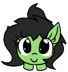 Size: 495x521 | Tagged: safe, artist:wafflecakes, oc, oc only, oc:filly anon, earth pony, pony, animated, blinking, earth pony oc, female, filly, foal, looking at you, looking up, looking up at you, ponybooru import, simple background, smiling, smiling at you, solo, tail, tail wag, transparent background