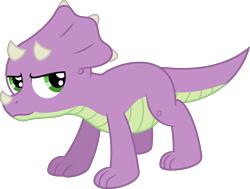 Size: 3046x2307 | Tagged: safe, artist:peternators, spike, dinosaur, triceratops, g4, dinosaurified, high res, horn, male, simple background, solo, species swap, transparent background