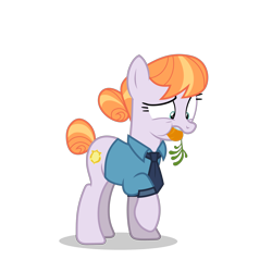 Size: 5500x5500 | Tagged: safe, alternate version, artist:gypsykumquat, copper top, earth pony, pony, g4, the gift of the maud pie, .svg available, absurd resolution, carrot, clothes, female, food, inkscape, looking down, necktie, police officer, police pony, police uniform, show accurate, simple background, solo, stuffed, transparent background, vector