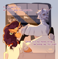 Size: 2917x2938 | Tagged: safe, artist:djkaskan, saffron masala, zesty gourmand, pony, unicorn, g4, clothes, duo, female, high res, jewelry, looking at each other, looking at someone, mare, neckerchief, sketch