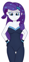 Size: 1909x4096 | Tagged: safe, artist:danielitamlp, rarity, human, equestria girls, equestria girls series, g4, the other side, breasts, busty rarity, eyebrows, eyeshadow, female, hand on hip, high res, legs together, looking at you, makeup, simple background, smiling, smiling at you, smirk, solo, transparent background, unitard