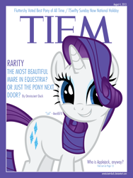 Size: 1200x1600 | Tagged: safe, artist:omniscient-duck, artist:shadyhorseman, rarity, pony, unicorn, g4, cute, female, implied applejack, implied fluttershy, magazine, mare, solo