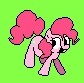 Size: 84x83 | Tagged: safe, artist:gravity1037, pinkie pie, earth pony, pony, g4, adventure ponies, animated, deflated, female, funko pop!, green background, mare, pixel art, pizza tower, simple background, solo, taunt