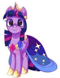 Size: 1425x1863 | Tagged: safe, artist:moonseeker, twilight sparkle, alicorn, pony, g4, blushing, clothes, crown, cute, dress, eyebrows, eyebrows visible through hair, female, hoof shoes, horn, jewelry, looking at you, mare, regalia, simple background, smiling, smiling at you, solo, transparent background, twiabetes, twilight sparkle (alicorn), wings