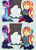 Size: 2358x3264 | Tagged: safe, artist:nie-martw-sie-o-mnie, sci-twi, sunset shimmer, twilight sparkle, human, equestria girls, g4, bondage, bound and gagged, clothes, dress, gag, high res, long dress, long skirt, skirt, tape, tape gag, tied up, victorian, victorian dress