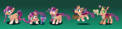 Size: 1280x305 | Tagged: safe, artist:magerblutooth, sunny starscout, changeling, earth pony, g5, basket, changelingified, commission, flower, levitation, magic, mixer, species swap, telekinesis, transformation, transformation sequence