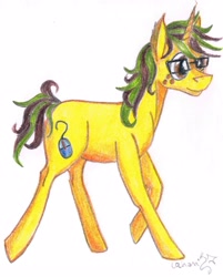 Size: 2682x3343 | Tagged: safe, artist:cahandariella, oc, oc only, oc:macter, pony, unicorn, gift art, glasses, high res, male, simple background, solo, traditional art, white background