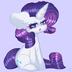Size: 1280x1280 | Tagged: safe, artist:ladylullabystar, rarity, pony, unicorn, g4, cute, ear fluff, female, heart, heart eyes, looking at you, mare, open mouth, raribetes, signature, simple background, sitting, solo, wingding eyes