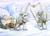 Size: 1517x1100 | Tagged: safe, artist:maytee, oc, oc only, changeling, armor, changeling oc, colored pencil drawing, duo, fluffy, igloo, sled, snow, snow changeling, spear, tack, traditional art, unshorn fetlocks, weapon