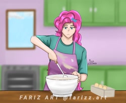 Size: 1024x836 | Tagged: safe, artist:lencai123, pinkie pie, human, g4, apron, baking, clothes, female, humanized, light skin, solo