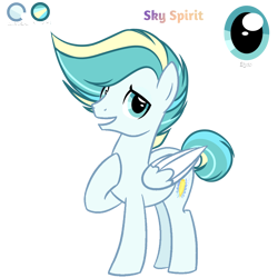 Size: 2048x2048 | Tagged: safe, artist:harmonyvitality-yt, oc, oc only, oc:sky spirit, pegasus, pony, base used, high res, hoof on chest, male, offspring, parent:sky stinger, parent:vapor trail, parents:vaporsky, pegasus oc, simple background, stallion, transparent background