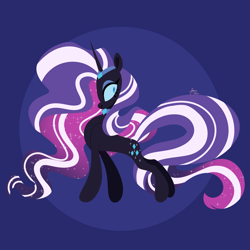 Size: 5000x5000 | Tagged: safe, artist:fizzlefer, nightmare rarity, pony, unicorn, g4, absurd resolution, ethereal mane, ethereal tail, female, hair over one eye, mare, profile, signature, simple background, solo, tail
