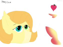 Size: 2048x1536 | Tagged: safe, artist:nightsongthewarrior, oc, oc only, oc:honey crisp, pegasus, pony, bust, colored wings, cutie mark, female, gradient wings, heterochromia, mare, offspring, parent:big macintosh, parent:fluttershy, parent:sugar belle, parents:fluttermac, reference sheet, simple background, solo, white background, wings