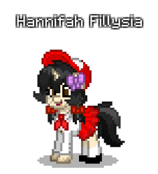 Size: 304x336 | Tagged: safe, artist:dematrix, oc, oc:hannifah fillysia, pony, unicorn, pony town, clothes, cute, female, filly, foal, horn, indonesia, indonesian, open mouth, pixel art, school uniform, simple background, solo, submission, transparent background, unicorn oc