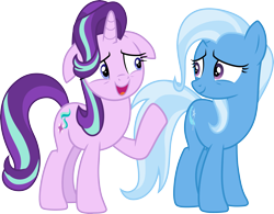 Size: 3847x3000 | Tagged: safe, artist:cloudy glow, starlight glimmer, trixie, pony, unicorn, g4, road to friendship, .ai available, duo, duo female, female, floppy ears, high res, looking at each other, looking at someone, mare, open mouth, simple background, transparent background, vector