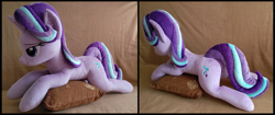 Size: 1467x617 | Tagged: safe, artist:littlefairyswonders, starlight glimmer, pony, g4, irl, lying down, photo, plushie, prone, solo