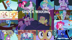 Size: 1974x1111 | Tagged: safe, edit, edited screencap, editor:quoterific, screencap, applejack, discord, fluttershy, gallus, ocellus, pinkie pie, rainbow dash, sandbar, scootaloo, silverstream, smolder, spike, starlight glimmer, trixie, twilight sparkle, yona, alicorn, parasprite, pig, pony, 28 pranks later, a health of information, do princesses dream of magic sheep, g4, make new friends but keep discord, may the best pet win, road to friendship, rock solid friendship, secrets and pies, sleepless in ponyville, swarm of the century, to where and back again, twilight's kingdom, uprooted, bag, bed, bell, cowbell, golden oaks library, hammock, luna's room, rainbow dash's bedroom, saddle bag, spike's room, starlight's room, student six, tree branch, trixie's wagon, twilight sparkle (alicorn), twilight's castle, wagon