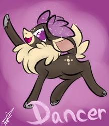 Size: 900x1039 | Tagged: safe, artist:toxiccoswynaut, dancer (tfh), deer, reindeer, them's fightin' herds, cloven hooves, community related, doe, female, full body, raised hoof, side view, solo