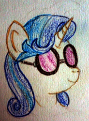 Size: 2179x2961 | Tagged: safe, artist:mildgyth, derpibooru exclusive, dj pon-3, vinyl scratch, anthro, g4, alternate hairstyle, bust, high res, portrait, solo, traditional art, vinyl class