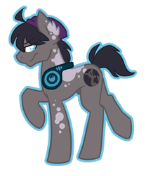 Size: 750x900 | Tagged: safe, artist:sinclair2013, oc, oc only, oc:grey palette, earth pony, pony, earth pony oc, headphones, male, nudity, sheath, simple background, solo, transparent background