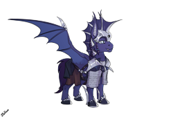 Size: 2599x1790 | Tagged: safe, artist:lucky dragoness, oc, oc only, bat pony, pony, armor, bat pony oc, male, simple background, solo, stallion, white background