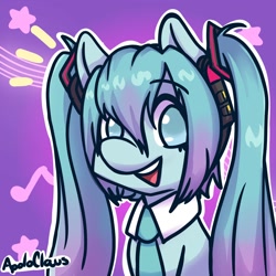 Size: 1500x1500 | Tagged: safe, artist:clausapolo68, earth pony, pony, anime, female, hatsune miku, mare, necktie, ponified, solo, vocaloid