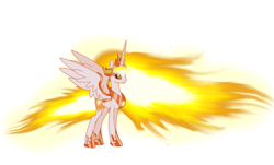 Size: 4372x2644 | Tagged: safe, artist:harmonicdreemur1308, daybreaker, alicorn, pony, g4, base used, female, hoof shoes, jewelry, mane of fire, mare, peytral, simple background, solo, tail, tail of fire, tiara, white background