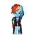 Size: 1000x1000 | Tagged: safe, alternate version, artist:menalia, rainbow dash, pegasus, pony, g4, bandage, boots, clothes, danganronpa, eyes closed, female, jacket, leather, leather jacket, mare, pants, pixel art, shirt, shoes, simple background, smiling, solo, sprite, style emulation, tomboy, transparent background, wings