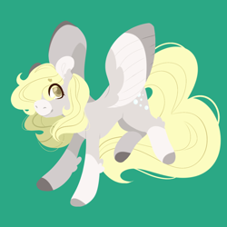 Size: 1024x1024 | Tagged: safe, artist:flowercatbutters, derpy hooves, pegasus, pony, g4, coat markings, colored wings, colored wingtips, female, green background, mare, simple background, socks (coat markings), solo, spread wings, wings