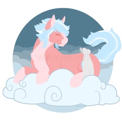 Size: 900x900 | Tagged: safe, artist:waxraven, oc, oc only, earth pony, pony, cloud, earth pony oc, on a cloud, simple background, sitting, sitting on a cloud, solo, white background