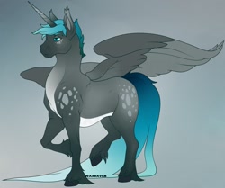 Size: 2000x1674 | Tagged: safe, artist:waxraven, oc, oc only, alicorn, pony, alicorn oc, gradient background, horn, solo, wings