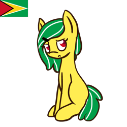 Size: 1000x1000 | Tagged: safe, artist:ask-ponyvenezuela, earth pony, pony, female, guyana, mare, nation ponies, ponified, simple background, sitting, solo, transparent background