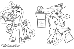 Size: 3000x2000 | Tagged: safe, artist:theandymac, princess cadance, alicorn, pony, g4, 2 panel comic, belly, cartoon physics, comic, concave belly, crown, eating, eyelashes, eyes closed, featureless crotch, female, folded wings, food, glowing, glowing horn, hammerspace, hammerspace belly, happy, high angle, high res, hoof shoes, horn, jewelry, long mane, lying down, magic, mare, monochrome, on back, open mouth, peetzer, peytral, pica, pizza, pizza box, princess shoes, regalia, satisfied, signature, simple background, slender, solo, spread legs, spreading, standing, stuffed, stuffing, swallowing, telekinesis, that pony sure does love eating, that pony sure does love pizza, thin, three quarter view, throat bulge, tongue out, wall of tags, white background, wings