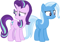 Size: 4312x3000 | Tagged: safe, artist:cloudy glow, starlight glimmer, trixie, pony, unicorn, g4, road to friendship, .ai available, duo, duo female, female, frown, high res, look of betrayal, mare, simple background, transparent background, vector