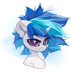 Size: 4096x4096 | Tagged: safe, artist:jfrxd, dj pon-3, vinyl scratch, pony, unicorn, g4, absurd resolution, bust, eyebrows, eyebrows visible through hair, looking at you, simple background, smiling, solo, white background