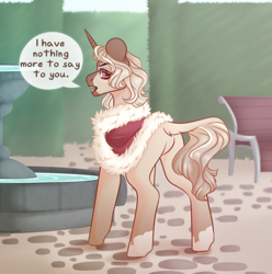 Size: 3960x4000 | Tagged: safe, artist:dreamyrat, oc, oc only, pony, unicorn, butt, commission, dialogue, featureless crotch, garden, horn, labyrinth, looking at you, male, open mouth, plot, red eyes, solo, stallion, talking to viewer, unicorn oc