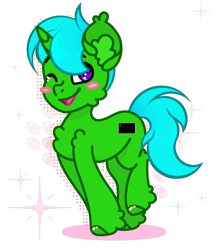 Size: 1898x2180 | Tagged: safe, artist:howie, oc, oc:green byte, pony, unicorn, blushing, horn, simple background, solo, transparent background, unicorn oc