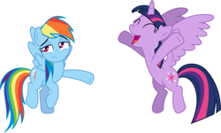 Size: 1024x615 | Tagged: safe, artist:gamemasterluna, rainbow dash, twilight sparkle, alicorn, pegasus, pony, g4, my little pony: friendship is magic, testing testing 1-2-3, duo, duo female, female, flying, mare, simple background, transparent background, twilight sparkle (alicorn), vector