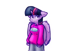 Size: 1432x980 | Tagged: safe, artist:zutcha, twilight sparkle, alicorn, anthro, g4, amogus, among us, clothes, female, hoodie, looking at you, mare, meme, simple background, solo, twilight sparkle (alicorn), white background
