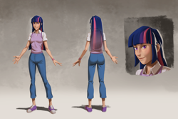 Size: 6000x4000 | Tagged: safe, artist:whoareuu, twilight sparkle, human, g4, ass, butt, concept art, converse, human coloration, humanized, light skin, shoes