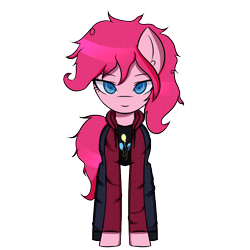 Size: 1000x1000 | Tagged: safe, alternate version, artist:menalia, pinkie pie, earth pony, pony, g4, clothes, danganronpa, female, hoodie, looking at you, mare, pants, pixel art, shirt, shoes, simple background, smiling, solo, sprite, style emulation, transparent background