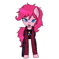 Size: 1000x1000 | Tagged: safe, alternate version, artist:menalia, pinkie pie, earth pony, pony, g4, clothes, danganronpa, female, hoodie, looking at you, mare, pants, pixel art, shirt, shoes, simple background, smiling, solo, sprite, style emulation, transparent background