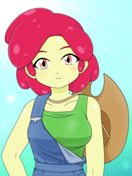 Size: 1668x2224 | Tagged: safe, artist:batipin, apple bloom, human, equestria girls, g4, adorabloom, adult, alternate hairstyle, beautiful, breasts, busty apple bloom, clothes, cowboy hat, cute, female, hat, like sister like sister, older, older apple bloom, overalls, runs in the family, shirt, solo, stetson, teenager, tomboy