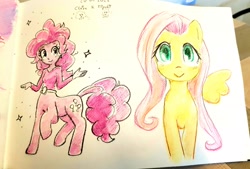 Size: 2048x1387 | Tagged: safe, artist:fipoki, pinkie pie, centaur, pegasus, pony, taur, equestria girls, g4, centaur pie, female, looking at you, mare, spread wings, traditional art, wings