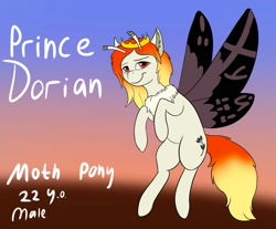Size: 2015x1668 | Tagged: safe, artist:xyi, oc, oc only, oc:prince dorian, insect, moth, mothpony, original species, reference sheet, solo