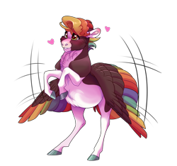 Size: 1600x1500 | Tagged: safe, artist:uunicornicc, oc, oc only, pegasus, pony, colored wings, heart, heart eyes, male, multicolored wings, pegasus oc, simple background, solo, stallion, transparent background, wingding eyes, wings