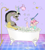 Size: 2500x2800 | Tagged: safe, artist:dozyarts, discord, oc, oc:dozy, draconequus, g4, bath, bathing, bathing together, bathtub, blushing, brush, bubble bath, canon x oc, claw foot bathtub, draconequus oc, duo, duo male and female, eye clipping through hair, eyebrows, eyebrows visible through hair, eyes closed, female, heart, heart eyes, high res, magic, male, open mouth, open smile, rubber duck, shipping, smiling, straight, teapot, telekinesis, wingding eyes